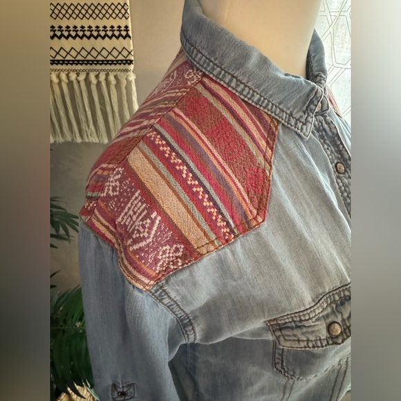 Life in Progress Western Boho Denim Shirt - Picture 3 of 16